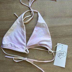 Heart of Sun Malibu Starbust Pink Yellow Bikini Top Women's Size Small S NWT